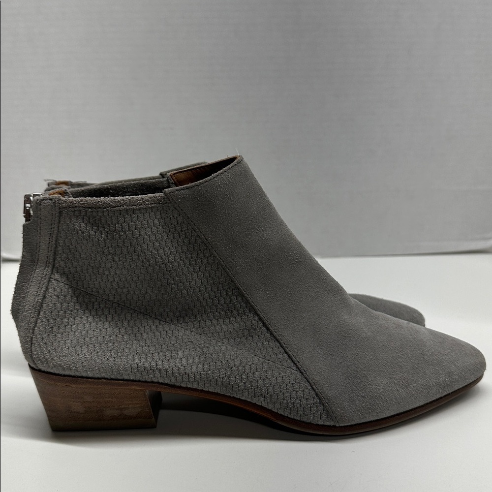 Aquatalia Fianna Boots Perforated Suede Heeled Ankle Booties Boot Gray Size 8.5 — image 2 of 7
